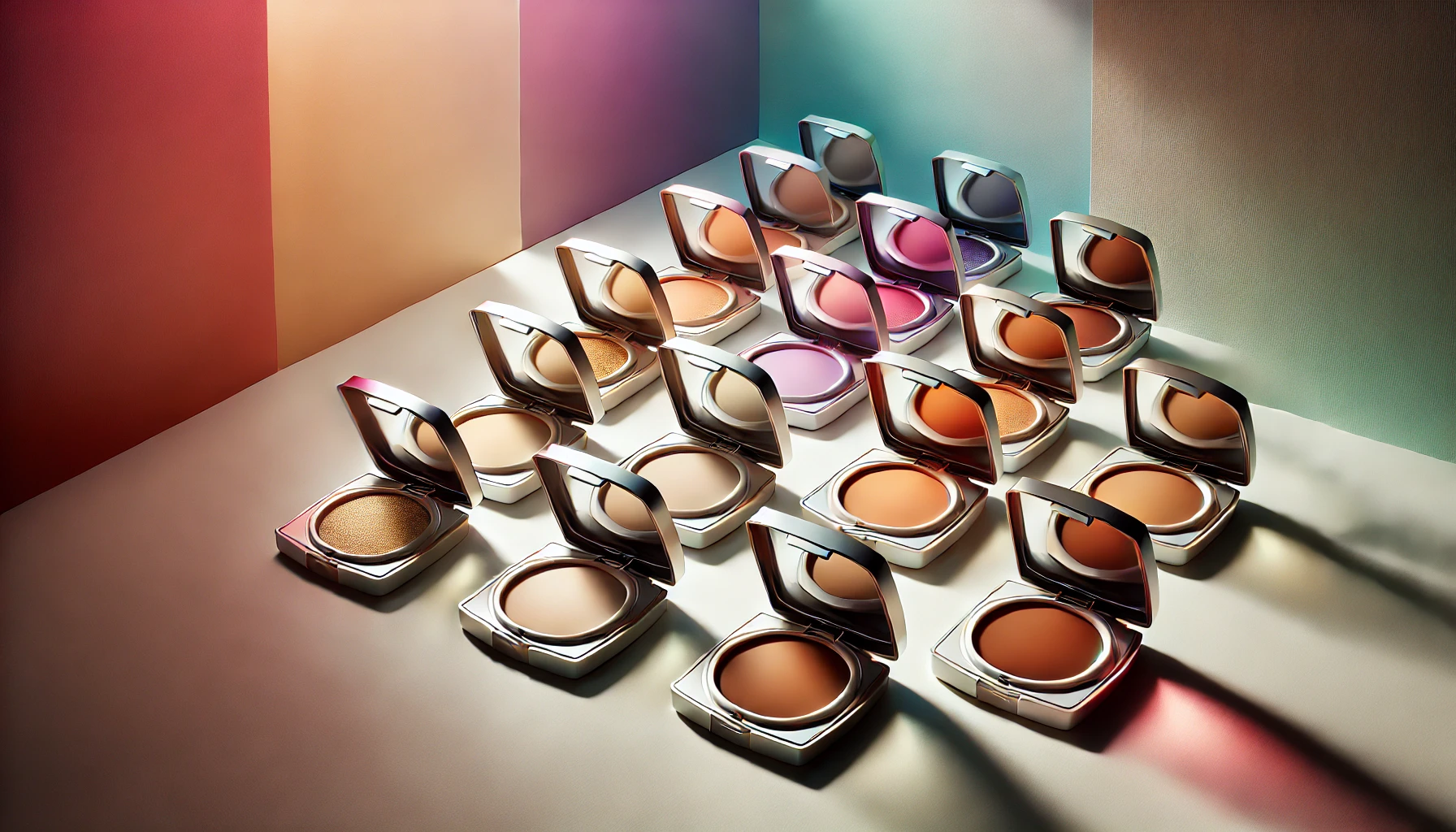 A-vibrant-display-showcasing-the-color-variations-of-Japans-first-medicated-cushion-foundation-that-combines-skincare-with-makeup